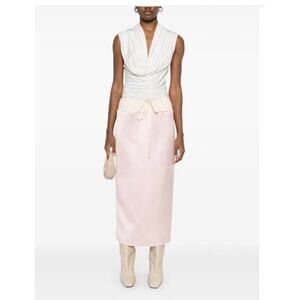 Khaite Chet Satin Maxi Skirt in Soft Pink 2
